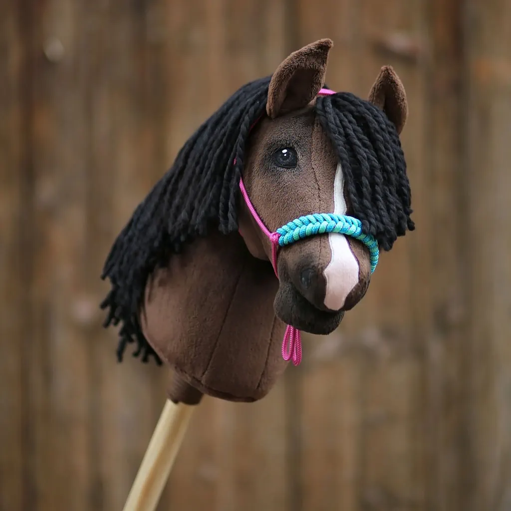 Brown stick hobby horse, Toy plush stuffed horse